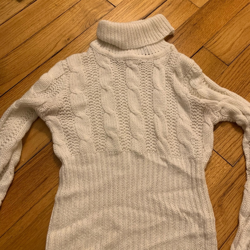Cropped Argyle Turtleneck Sweater